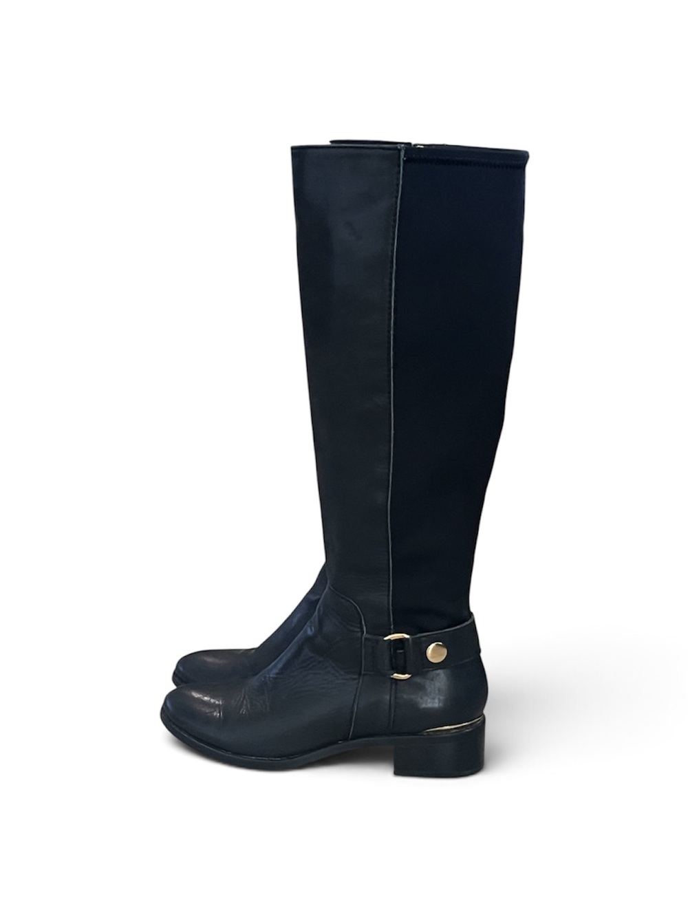 Steve Madden Black Leather riding boots Knee High Boots Size 6 Y2K 2010